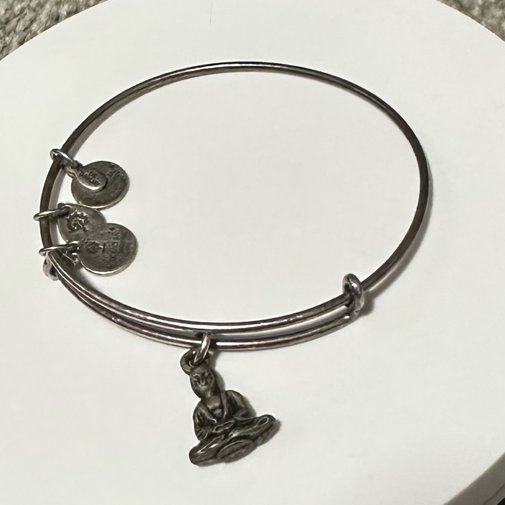 Alex And Ani Silver Buddha Charm Bangle Bracelet Bohemian Zen Relax Boho Classic